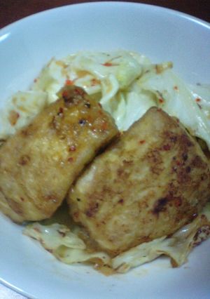 春キャベツと揚げだし豆腐のピリ辛炒め-レシピのメイン写真
