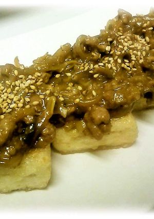 お豆腐のステーキ　もやし肉味噌で＾＾-レシピのメイン写真