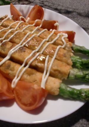 春のプレート＊アスパラの鮭つくね照り焼き-レシピのメイン写真