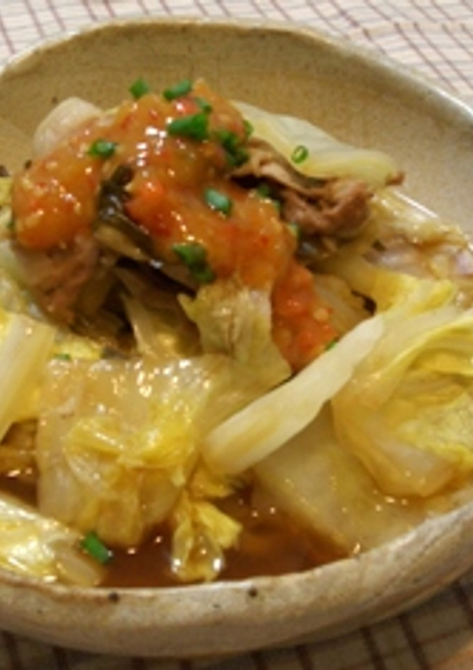 白菜と豚の重ね煮～韓国風ピリ辛ソースで～-レシピのメイン写真