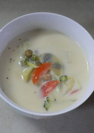 ブロッコリーとお豆の豆乳スープ-レシピのメイン写真