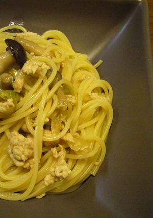鶏ひき肉ときのこの和風パスタ-レシピのメイン写真