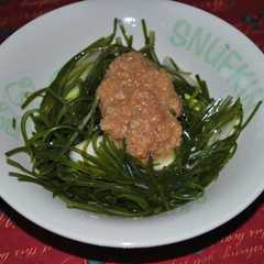 รูปของ ノンオイル☆ごま梅ドレッシングで切昆布