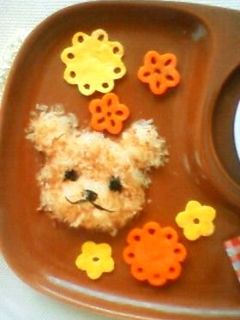離乳食中期〜☆テディベア粥&お花-レシピのメイン写真
