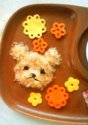 離乳食中期〜☆テディベア粥＆お花-レシピのメイン写真