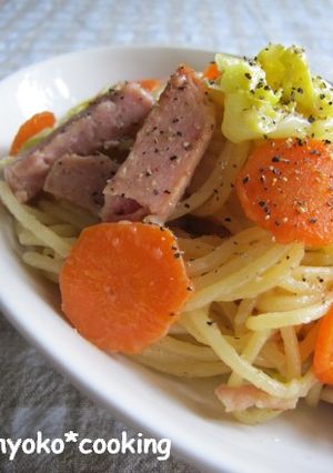 春キャベツとスパムのもちもちパスタ-レシピのメイン写真