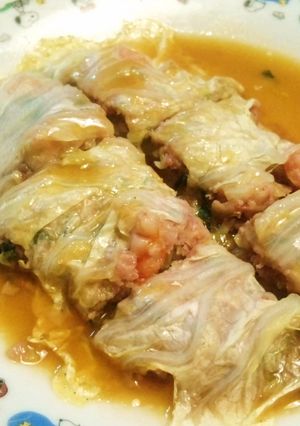 餃子の具の残りで白菜のレンジ蒸し♪-レシピのメイン写真