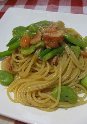 ♪春野菜と桜海老で春色パスタ♪-レシピのメイン写真