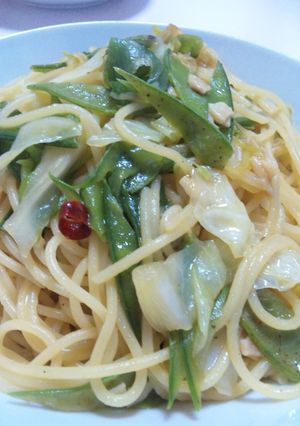 ねぎときぬさやの和風パスタ-レシピのメイン写真
