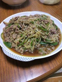 挽き肉ピーマン白滝炒め-レシピのメイン写真