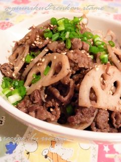 ♪牛肉とレンコンの甘辛炒め焼き♪-レシピのメイン写真