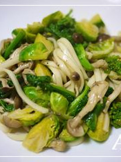 ☆菜の花&芽キャベツの焼きうどん☆-レシピのメイン写真