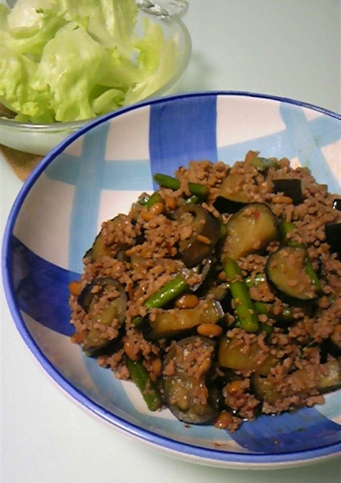簡単☆なすとひき肉と納豆のピリ辛炒め-レシピのメイン写真