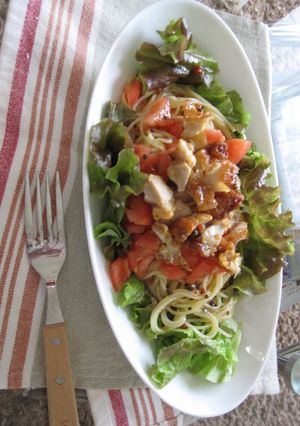 ☆残り物唐揚げ！☆サラダ風パスタ-レシピのメイン写真