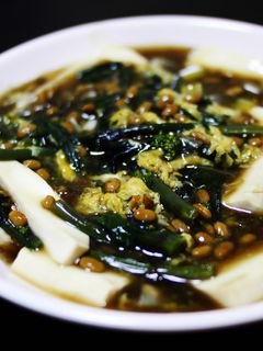 紅苔菜と納豆と卵のネバネバあんかけ豆腐。-レシピのメイン写真