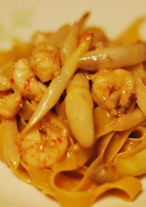 ホワイトアスパラとエビのクリームパスタ-レシピのメイン写真
