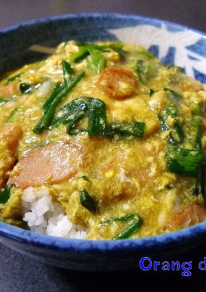 カレー風味のニラ玉丼-レシピのメイン写真
