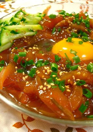 味付け簡単！カツオのユッケ-レシピのメイン写真