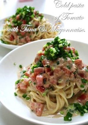 トマトの冷製ツナマヨパスタ-レシピのメイン写真
