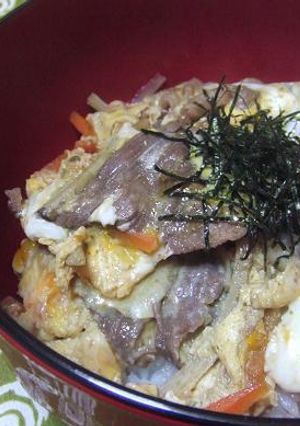 牛肉＆きんぴらごぼうの卵とじ丼-レシピのメイン写真
