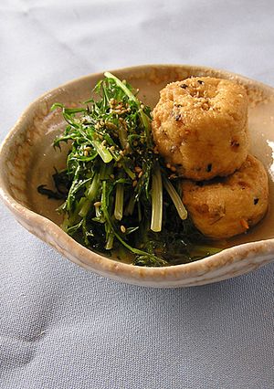 水菜と一口がんものたいたん-レシピのメイン写真