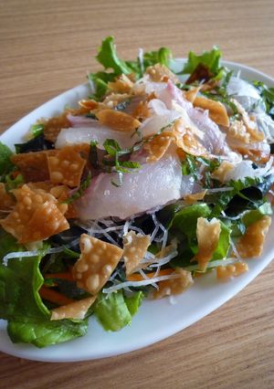 食感が楽しい♪鯛のお刺身サラダ-レシピのメイン写真