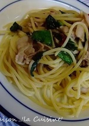 ハーブソース&豚肉と小松菜のパスタ -レシピのメイン写真