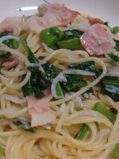 なばなとちりめんじゃこの春パスタ-レシピのメイン写真
