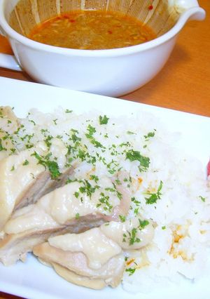カオマンガイー蒸し鶏のせタイ風ライスー-レシピのメイン写真