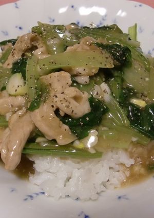 カルシウムたっぷり♥小松菜と豚肉の中華丼-レシピのメイン写真