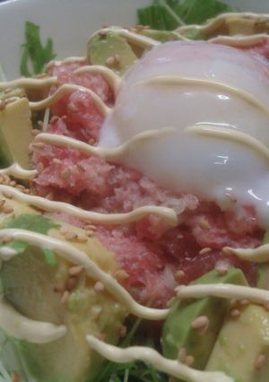 水菜も美味しい！簡単！アボカドネギトロ丼-レシピのメイン写真