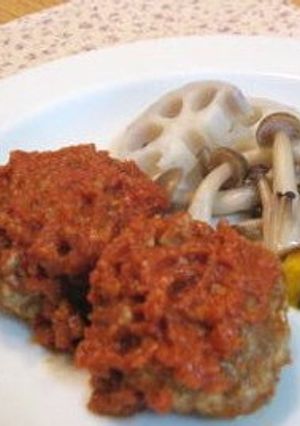 簡単濃厚トマトソースで☆豆腐ハンバーグ-レシピのメイン写真