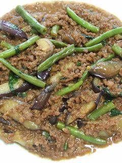 大葉入り-なすといんげんのひき肉みそ炒め-レシピのメイン写真