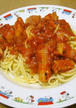♡厚切りベーコンのトマトパスタ♡-レシピのメイン写真