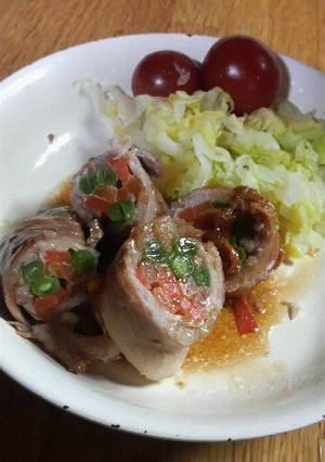 野菜(人参とインゲン)の肉巻き-レシピのメイン写真