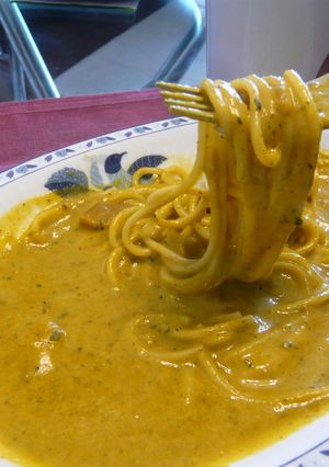 余ったカレーでかぼちゃのスープパスタ-レシピのメイン写真