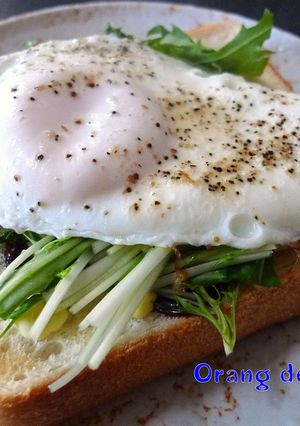 水菜の目玉ソーストースト-レシピのメイン写真