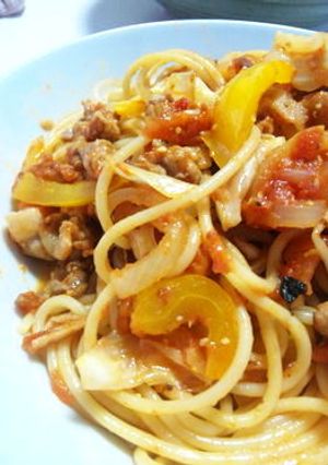 豚肉とキャベツのトマトソースパスタ♪-レシピのメイン写真