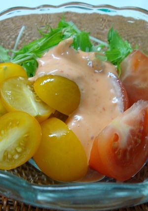 水菜とプチトマトの豆板醤マヨ和え-レシピのメイン写真