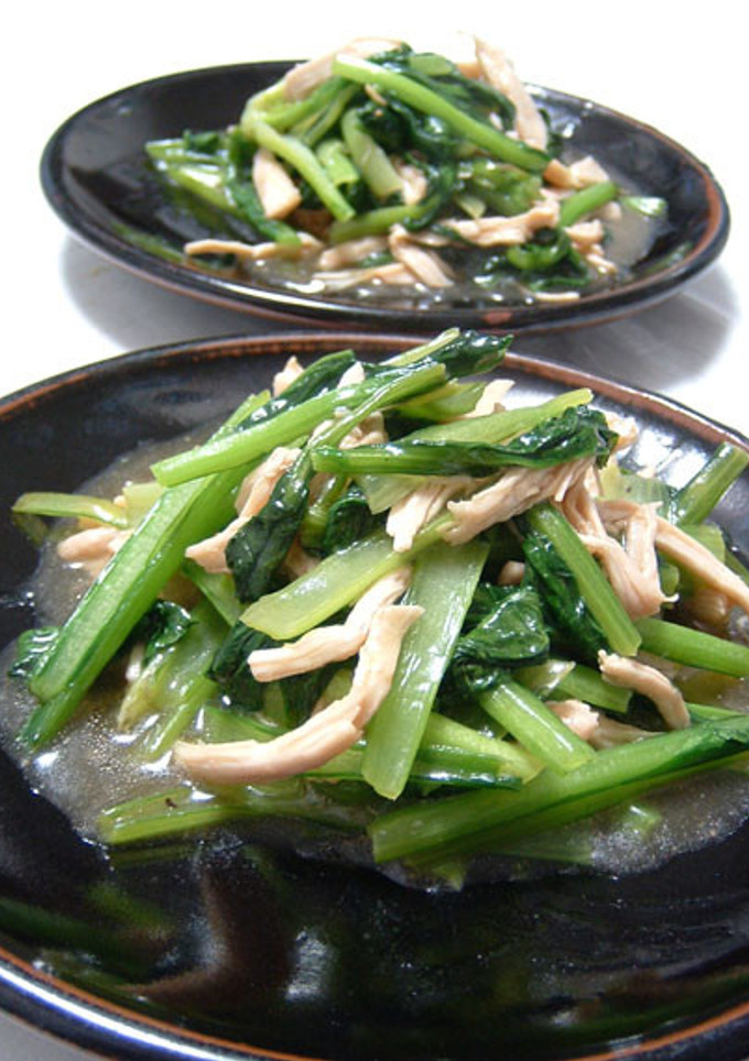 裂くと美味♪鶏胸肉と小松菜の中華炒め-レシピのメイン写真