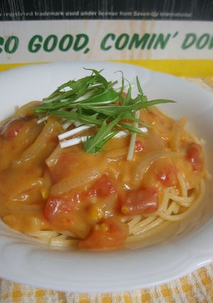 トマトコーンクリームパスタ-レシピのメイン写真