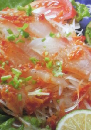 たいのお刺身サラダ♪中華風辛味ドレで-レシピのメイン写真
