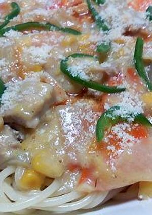 チキンコーンクリームパスタ-レシピのメイン写真