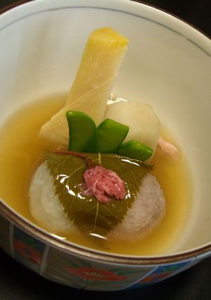 道明寺の炊き合わせ桜銀餡かけ-レシピのメイン写真