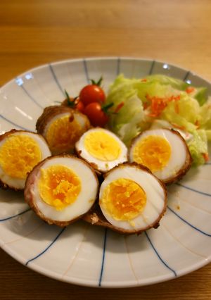 半熟卵の甘辛豚巻き♪-レシピのメイン写真