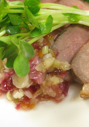 どんぐり料理　鴨の赤ネギのオレンジソース-レシピのメイン写真