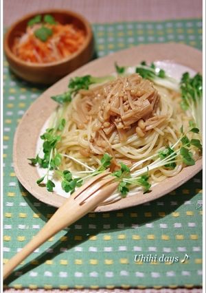 ゴマ油と柚子胡椒で！なめたけパスタ-レシピのメイン写真