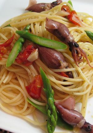 ほたるいかとトマトのスパゲッティ♪-レシピのメイン写真