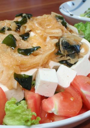 ✿豆腐の新玉わかめ醤油蜂蜜ドレサラダ✿-レシピのメイン写真