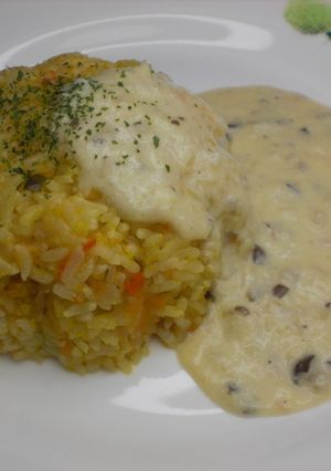 にんじんごはんの豆乳クリーム添え-レシピのメイン写真